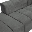 ECKSOFA Dunkelgrau Cord Zierkissen, Rücken echt  - Dunkelgrau/Schwarz, KONVENTIONELL, Kunststoff/Textil (313/162cm) - Carryhome