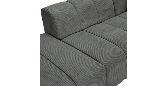 ECKSOFA Dunkelgrau Cord Zierkissen, Rücken echt  - Dunkelgrau/Schwarz, KONVENTIONELL, Kunststoff/Textil (313/162cm) - Carryhome