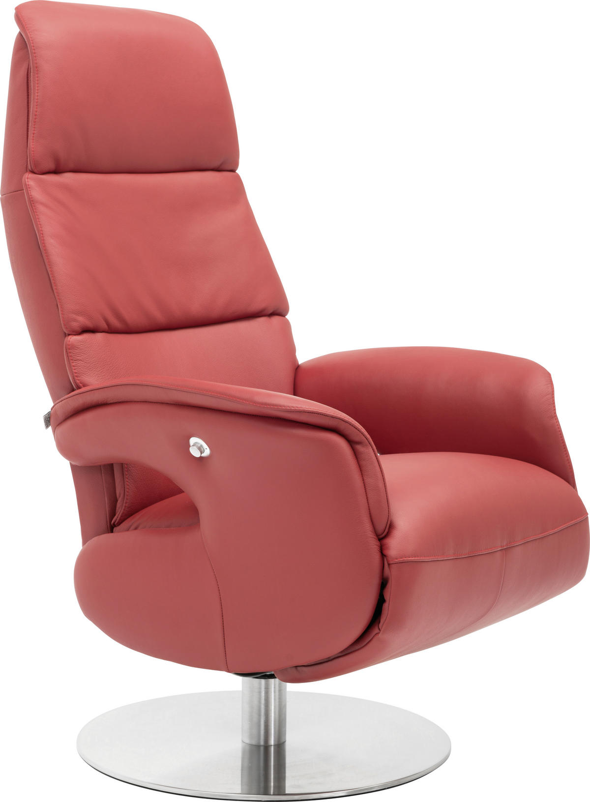 RELAXSESSEL Echtleder Relaxfunktion    - Rot, Design, Leder/Metall (71/112/80cm) - Welnova