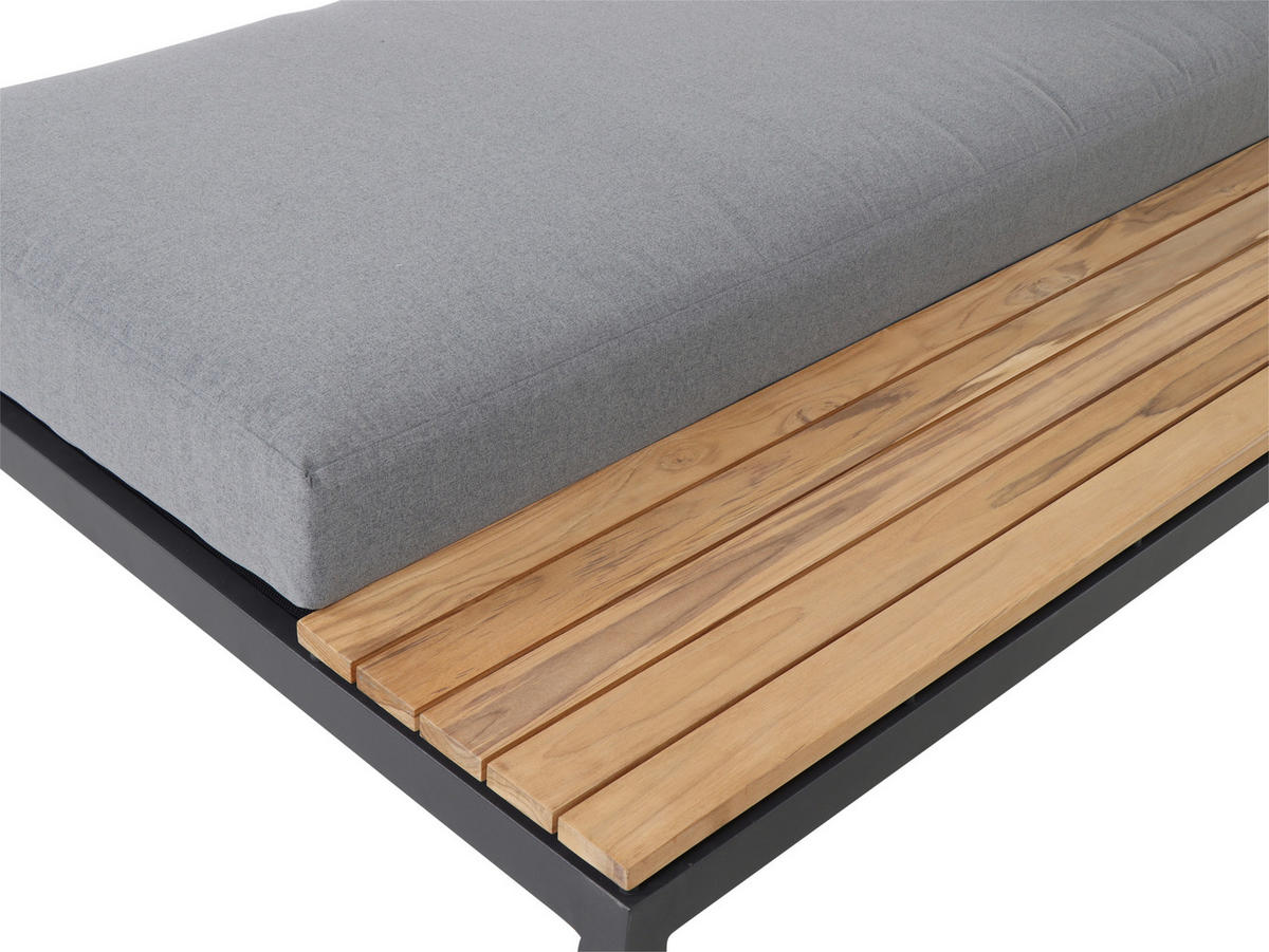 LOUNGEBETT  - Anthrazit/Grau, KONVENTIONELL, Holz/Textil - Siena Garden