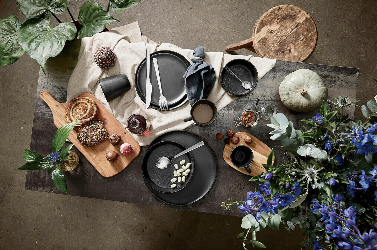 DESSERTTELLERSET Schwarz Hochglanz 6-teilig 20 cm RAW  - Schwarz Hochglanz, Basics, Keramik (20cm) - Aida