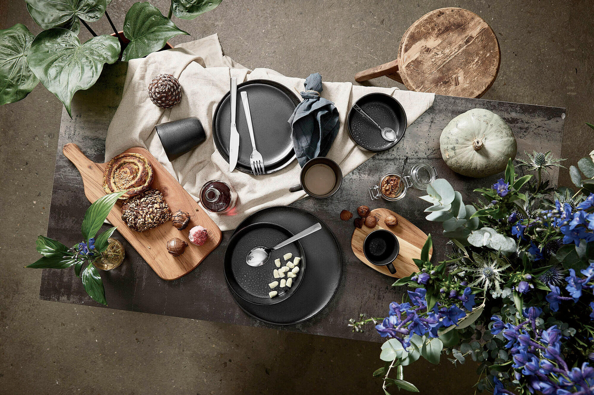 Thumbnail - Aida Desserttellerset Raw, Schwarz Hochglanz, Keramik, 6-teilig, rund, lebensmittelecht, Essen & Trinken, Geschirr, Tell...