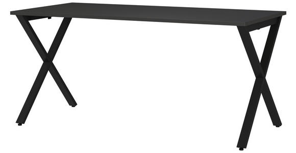 SCHREIBTISCH 160/80/75 cm  in Graphitfarben, Schwarz  - Graphitfarben/Schwarz, MODERN, Holzwerkstoff/Metall (160/80/75cm) - Novel
