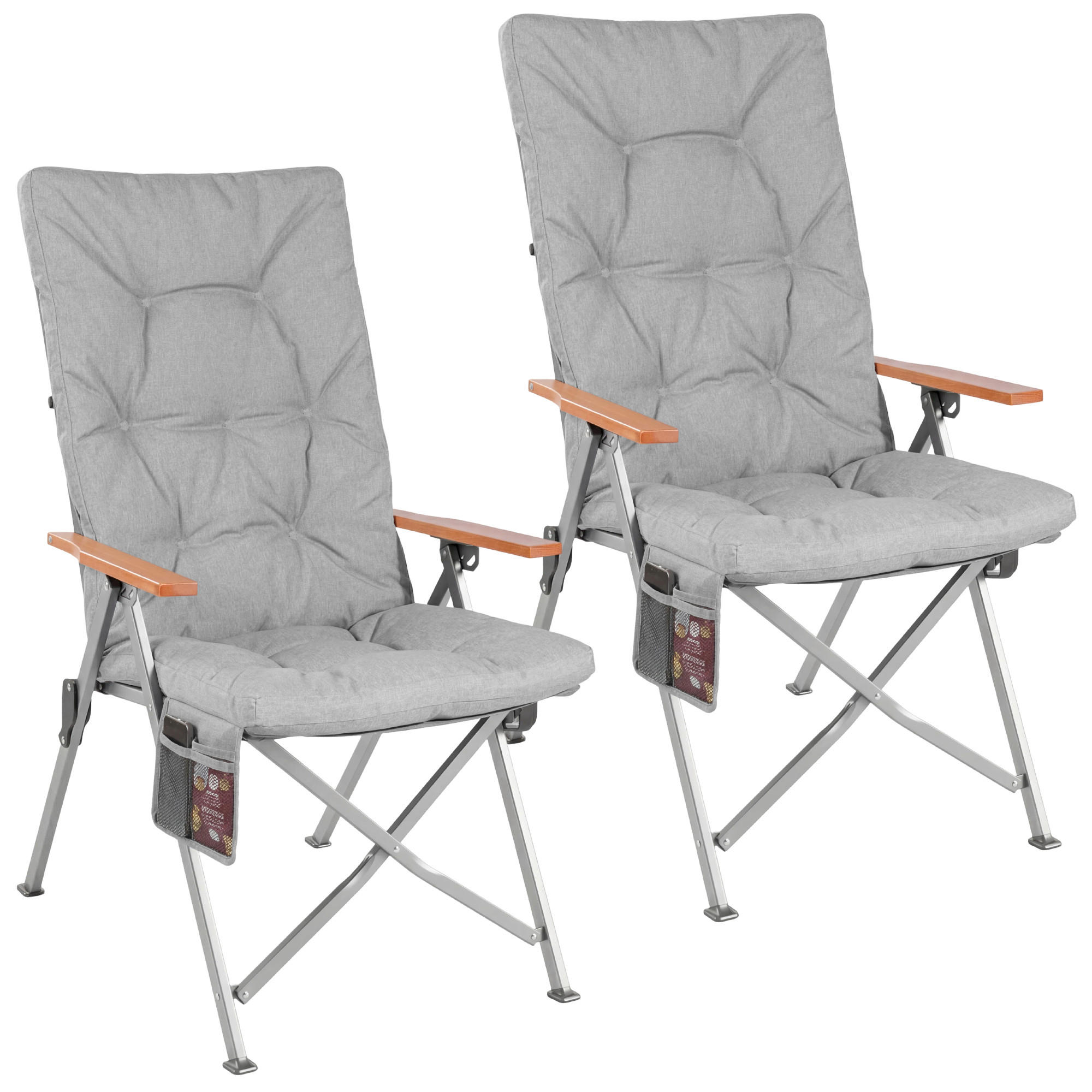 CAMPING-KLAPPSTUHL - Silberfarben/Hellgrau, Basics, Textil/Metall (56/109/71cm) - Modante