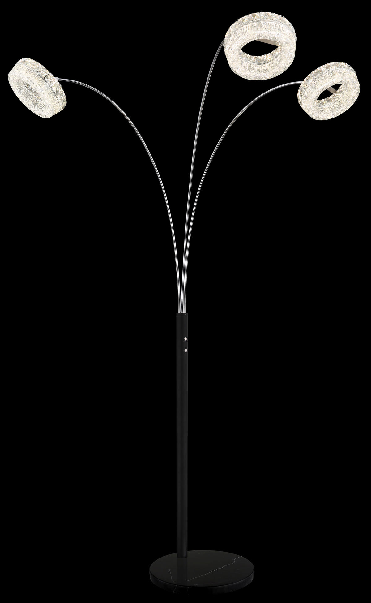 LED-STEHLEUCHTE 82,5/102/190 cm    - Klar/Schwarz, Design, Glas/Kunststoff (82,5/102/190cm) - Globo