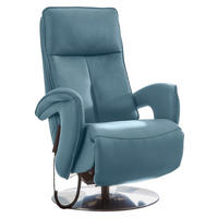 RELAXSESSEL in Leder Blau  - Chromfarben/Blau, Design, Leder/Metall (77/110/87cm) - Valdera