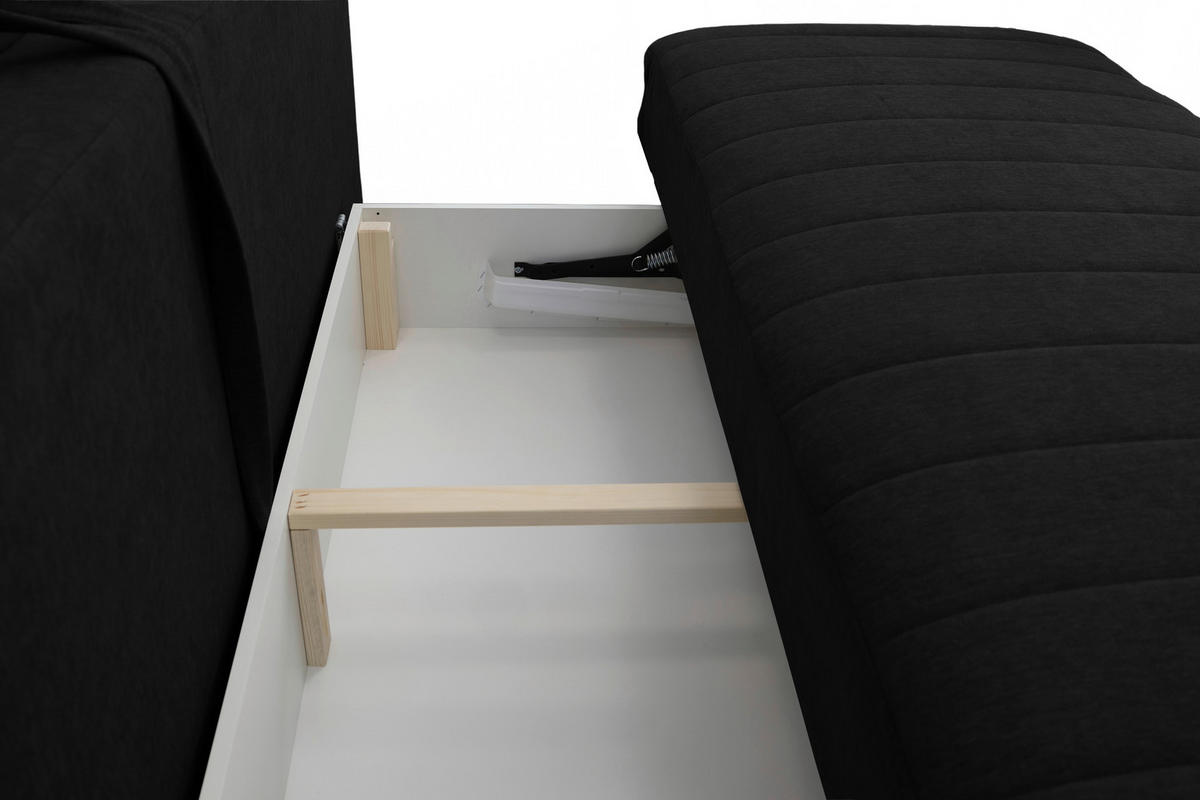 SCHLAFSOFA  mit Liegefunktion Flachgewebe Anthrazit  - Anthrazit/Schwarz, Basics, Textil/Metall (202/98/78cm) - Livetastic