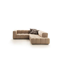 ECKSOFA in Echtleder Hellbraun  - Hellbraun/Schwarz, Design, Leder/Metall (244/255cm) - Emilio Belluti