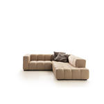 ECKSOFA in Echtleder Hellbraun  244/255 cm  - Hellbraun/Schwarz, Design, Leder/Metall (244/255cm) - Emilio Belluti