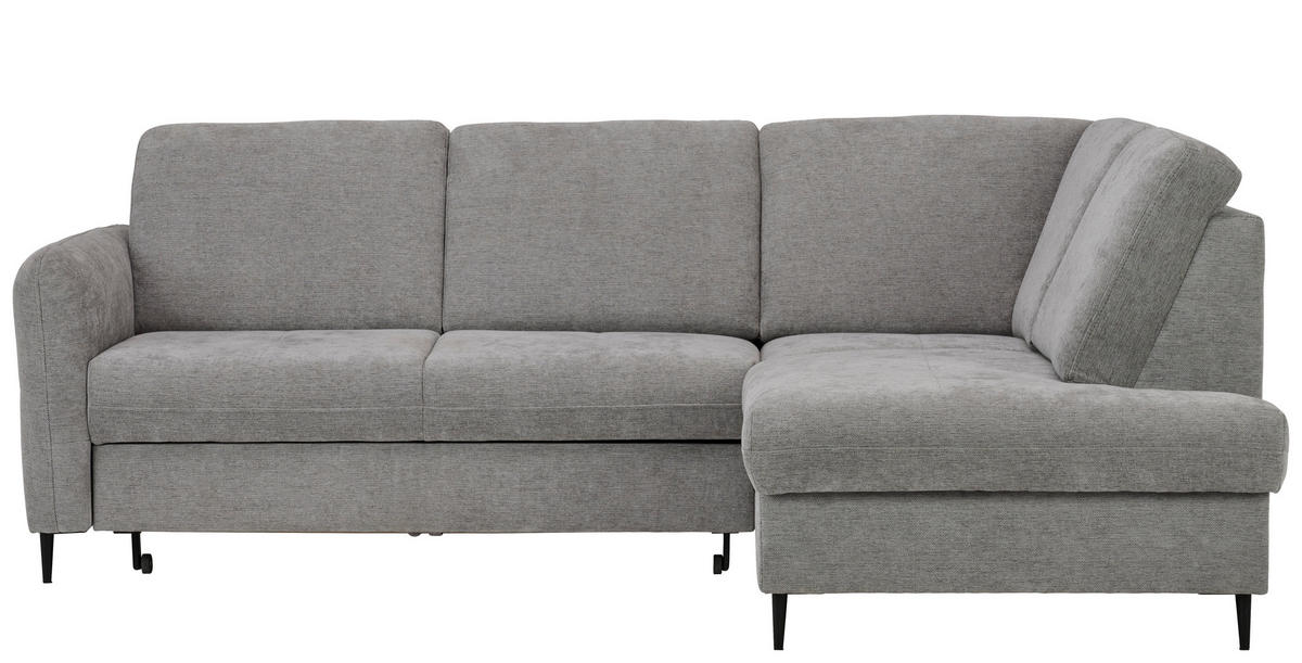 ECKSOFA in Chenille Grau  - Schwarz/Grau, Modern, Holz/Textil (241/184cm) - Carryhome