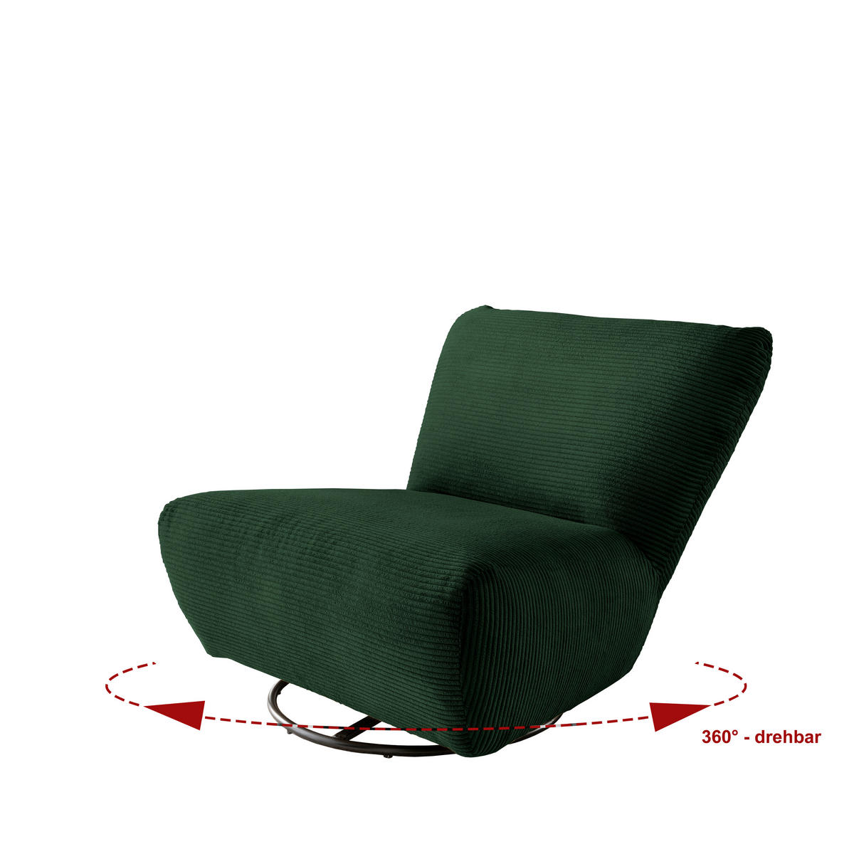 XXL-SESSEL in Cord Grün  - Schwarz/Grün, Trend, Textil/Metall (95/77/94cm) - Livetastic