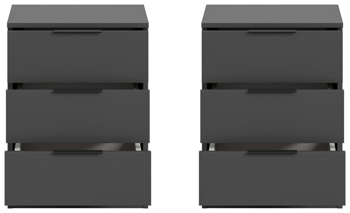NACHTKÄSTCHENSET 45/60/40 cm  in Anthrazit  - Anthrazit/Schwarz, MODERN, Holzwerkstoff/Kunststoff (45/60/40cm) - MID.YOU
