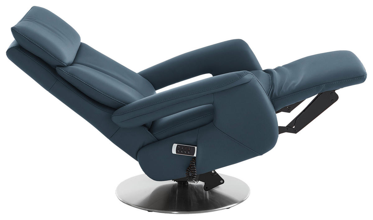 RELAXSESSEL in Leder Blau  - Blau/Edelstahlfarben, Design, Leder/Metall (78/112/85cm) - Cantus