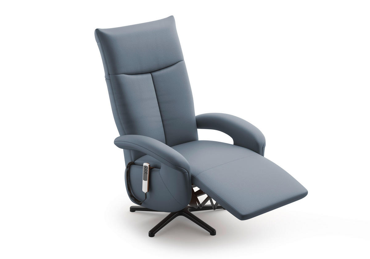 SESSEL in Echtleder Graublau  - Graublau/Schwarz, Konventionell, Leder/Metall (74/112/82cm) - Sit & More