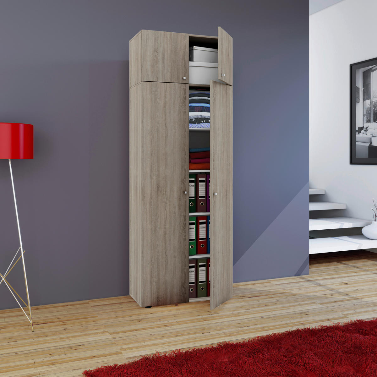 MEHRZWECKSCHRANK 70/218/39 cm  - Silberfarben/Schwarz, Modern, Holzwerkstoff/Kunststoff (70/218/39cm) - MID.YOU