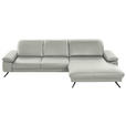ECKSOFA Rivello in Echtleder Hellgrau  328/193 cm  - Hellgrau/Schwarz, Design, Leder/Metall (328/193cm) - Dieter Knoll