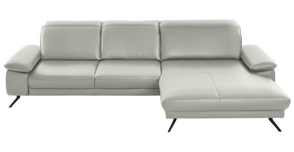 ECKSOFA Rivello in Echtleder Hellgrau  328/193 cm  - Hellgrau/Schwarz, Design, Leder/Metall (328/193cm) - Dieter Knoll