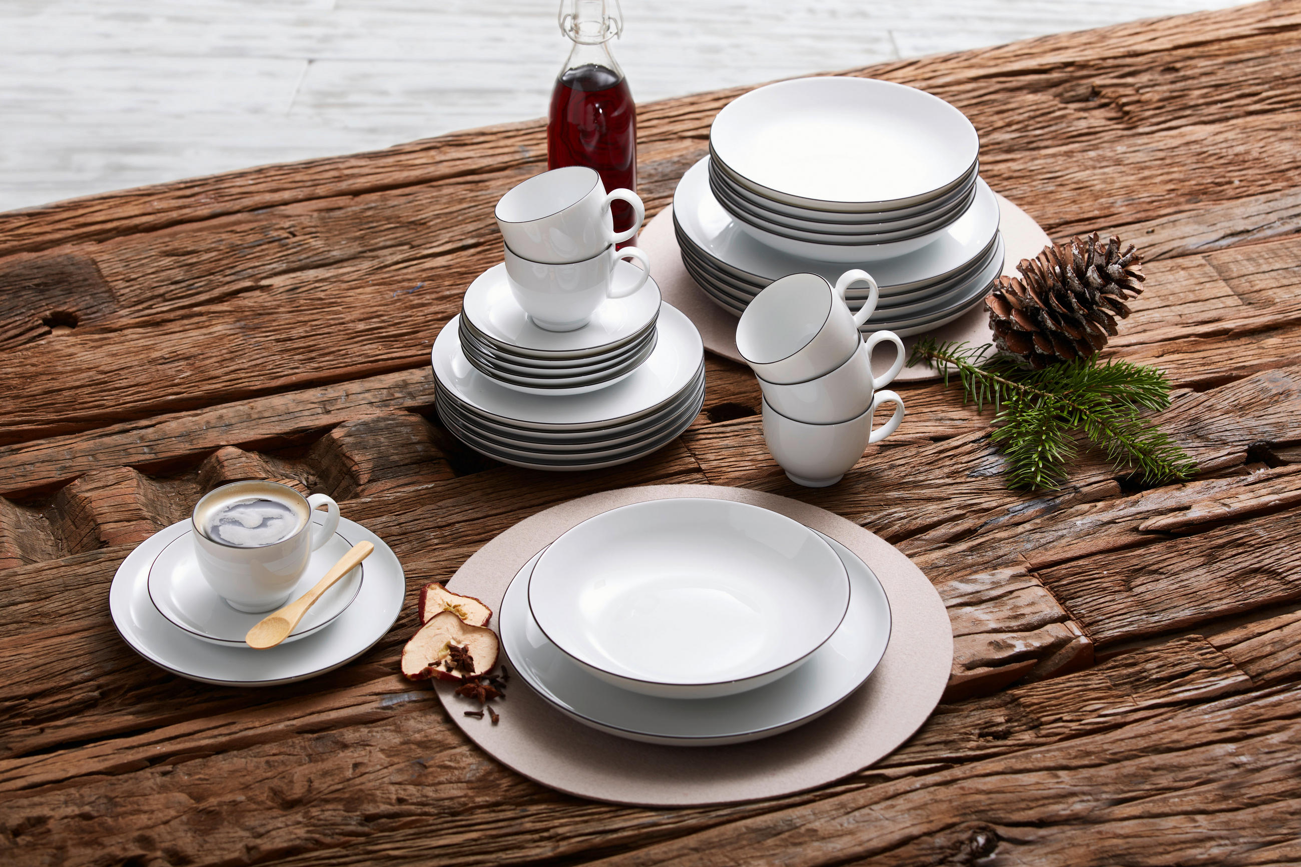 KOMBINIRANI SERVIS Lido Black Line porcelan - črna/bela, Basics, keramika - Seltmann Weiden