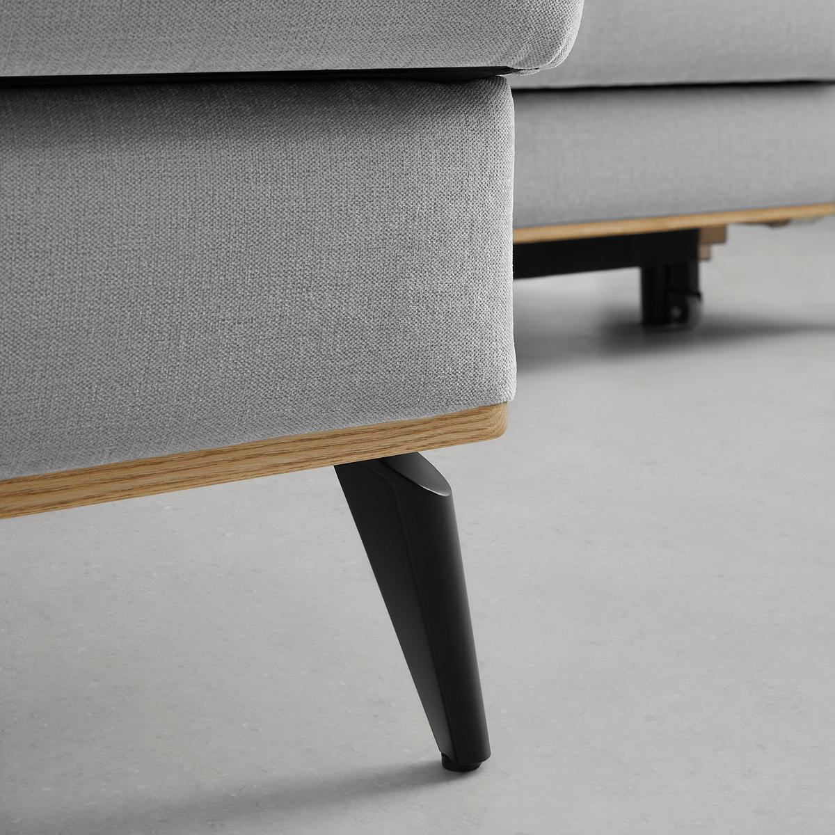 ECKSOFA Chenille Hellgrau  - Hellgrau/Schwarz, Konventionell, Holz/Textil (167/87/234cm) - MID.YOU