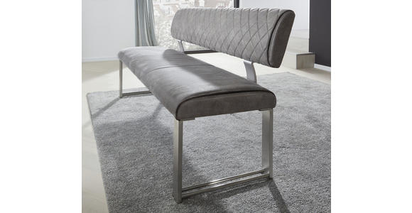 SITZBANK 140/87,5/62 cm in Edelstahlfarben, Dunkelgrau - Edelstahlfarben/Dunkelgrau, Design, Textil/Metall (140/87,5/62cm) - Dieter Knoll