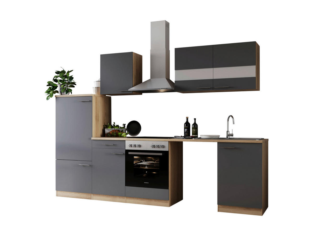 MODULKÖK 280 cm   i grå  - stålfärgad/grå, Basics, metall/trämaterial (280cm) - Respekta