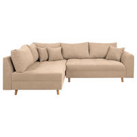 ECKSOFA Ariella Creme Mikrofaser  - Creme/Naturfarben, Design, Holz/Textil (161/231cm) - Livetastic