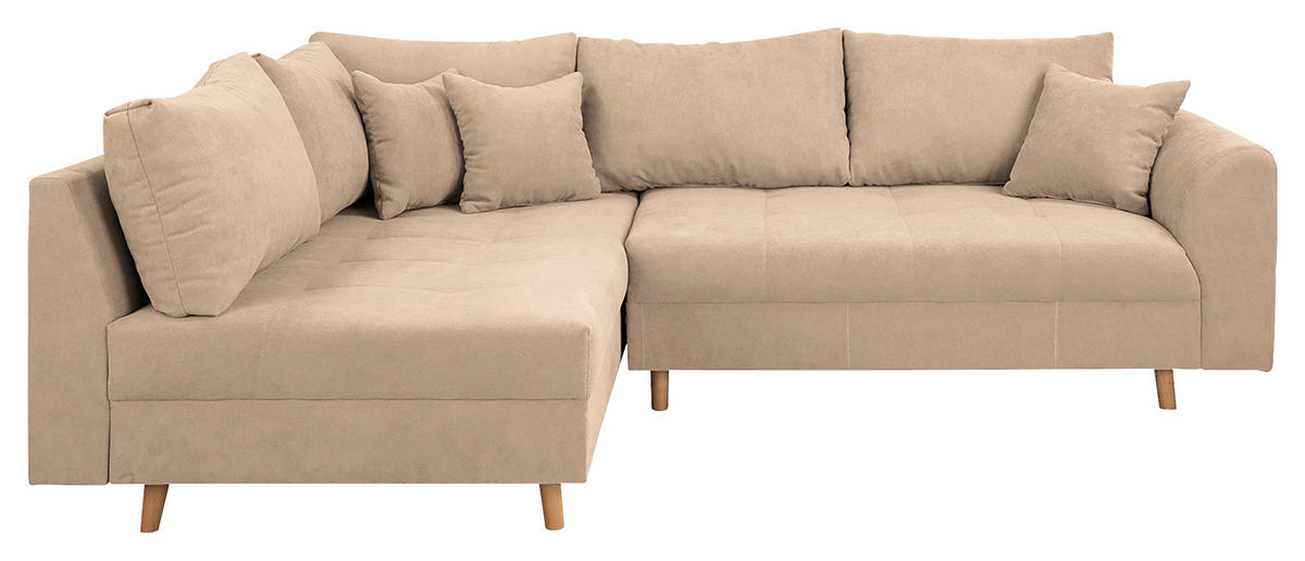 ECKSOFA Ariella Creme Mikrofaser  - Creme/Naturfarben, Design, Holz/Textil (161/231cm) - Livetastic