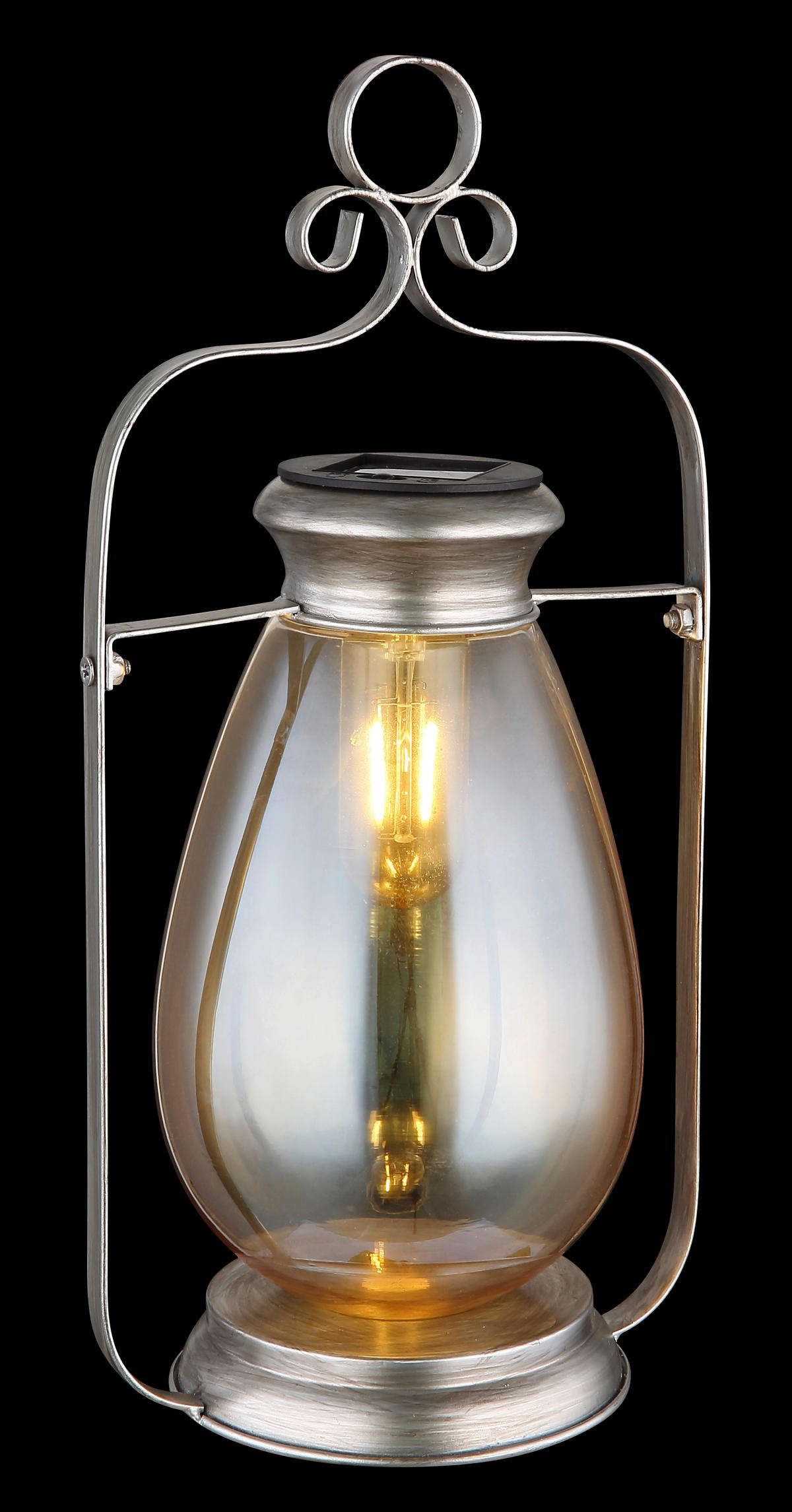 SOLARLEUCHTE  - Silberfarben/Schwarz, Design, Glas/Kunststoff (17/15/36,5cm) - Globo