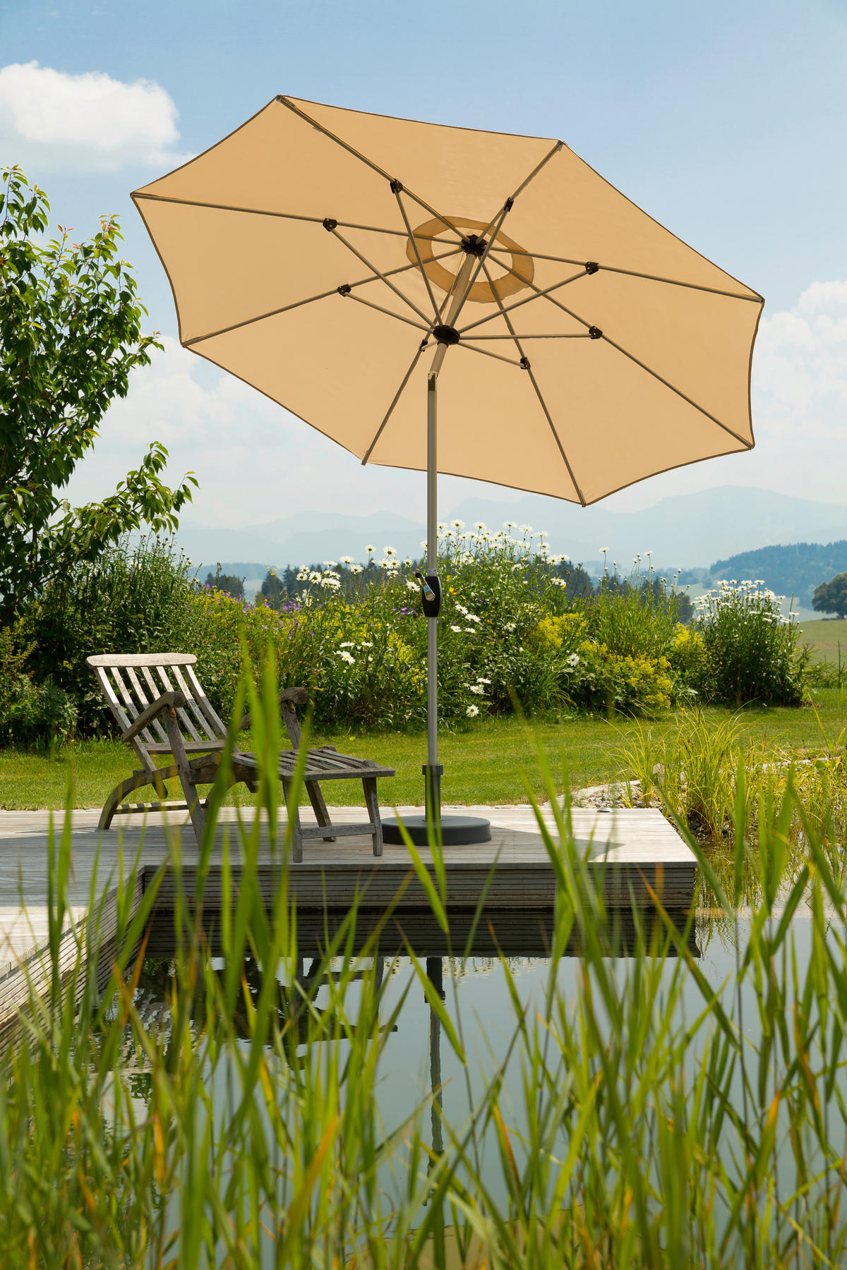 SONNENSCHIRM   - Silberfarben/Naturfarben, Basics, Textil/Metall (270/250/270cm) - Schneider