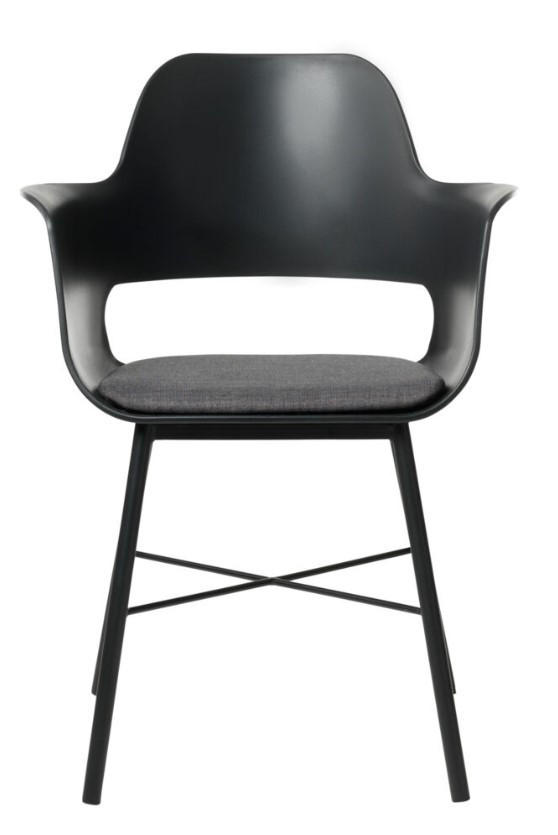 STOL MED ARMSTÖD  - mörkgrå/svart, Design, metall/textil (59/83/57cm) - Niels Andersson