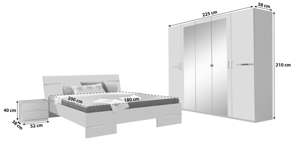 SCHLAFZIMMER Weiß  - Weiß, Design, Glas/Holz (180/200cm) - MID.YOU