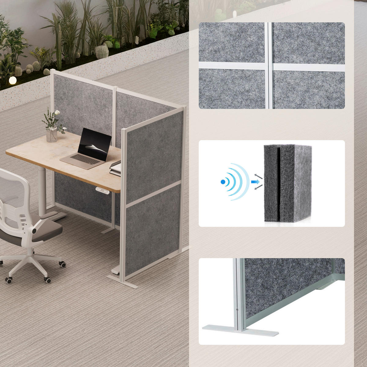 TRENNWAND Metall, Kunststoff, Textil Anthrazit  - Anthrazit, MODERN, Kunststoff/Textil (192/167,3/4cm) - MID.YOU