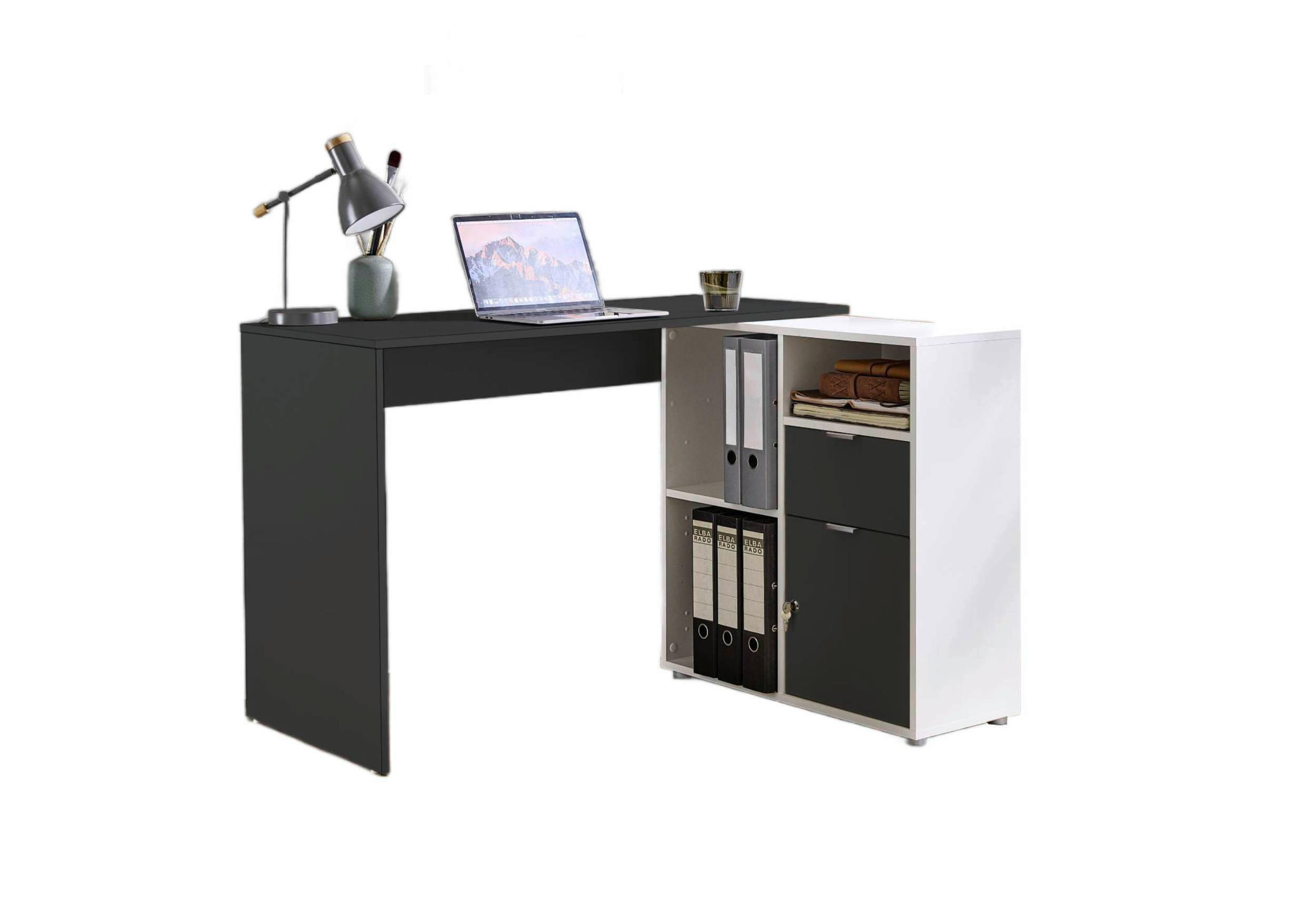 PSACÍ STŮL S ÚLOŽNÝM PROSTOREM, antracitová, bílá, 110/85/74 cm - bílá/antracitová, Moderní, kompozitní dřevo (110/85/74cm) - MID.YOU