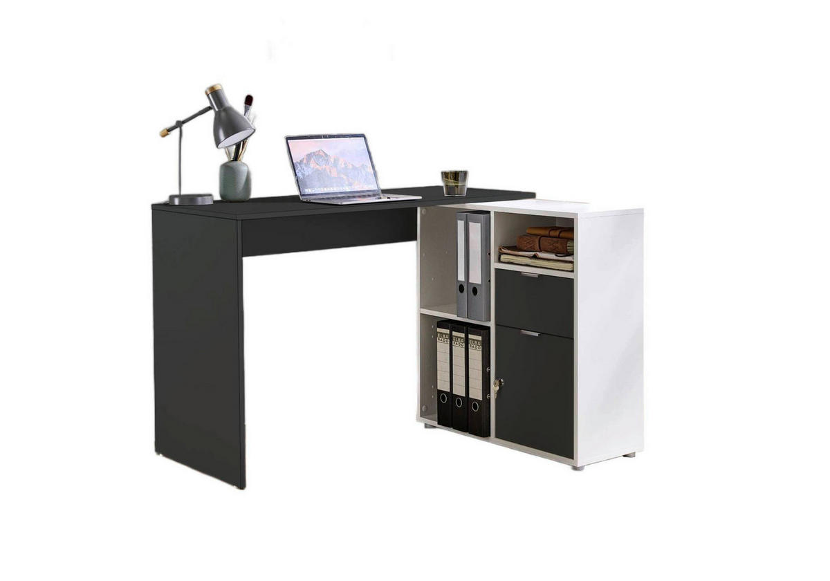 PÍSACÍ STÔL S ÚLOŽ.PRIESTOROM, antracitová, biela, 110/85/74 cm - biela/antracitová, Modern, kompozitné drevo (110/85/74cm) - MID.YOU