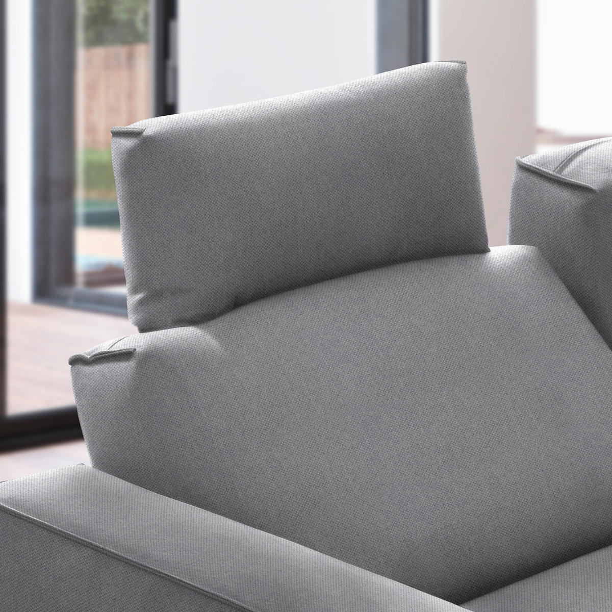 ECKSOFA in Flachgewebe Hellgrau  - Hellgrau/Schwarz, Design, Textil/Metall (260/210cm) - Johann Jakob