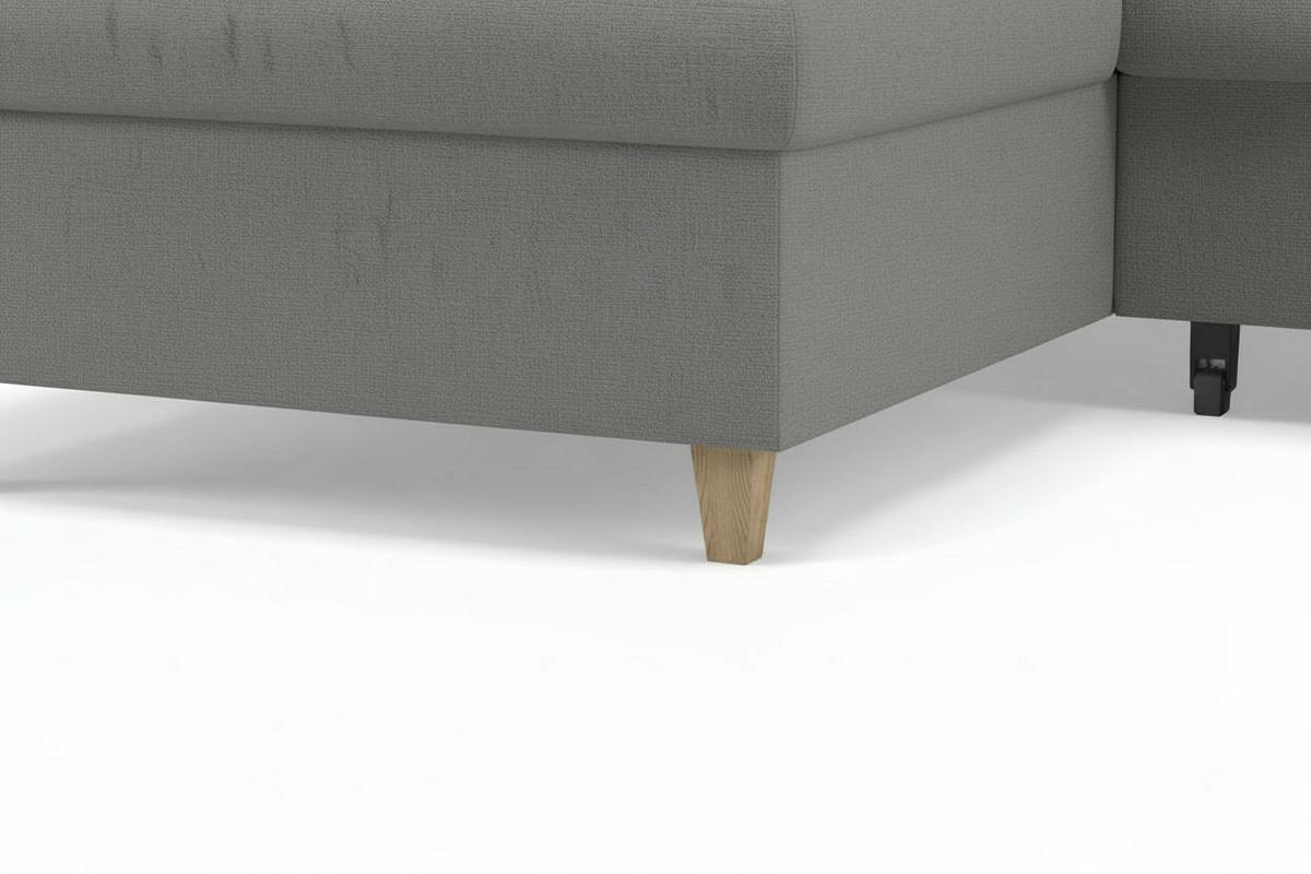 WOHNLANDSCHAFT NIKAS Grau Bouclé  - Buchefarben/Grau, Design, Holz/Textil (310/198/145cm) - MID.YOU