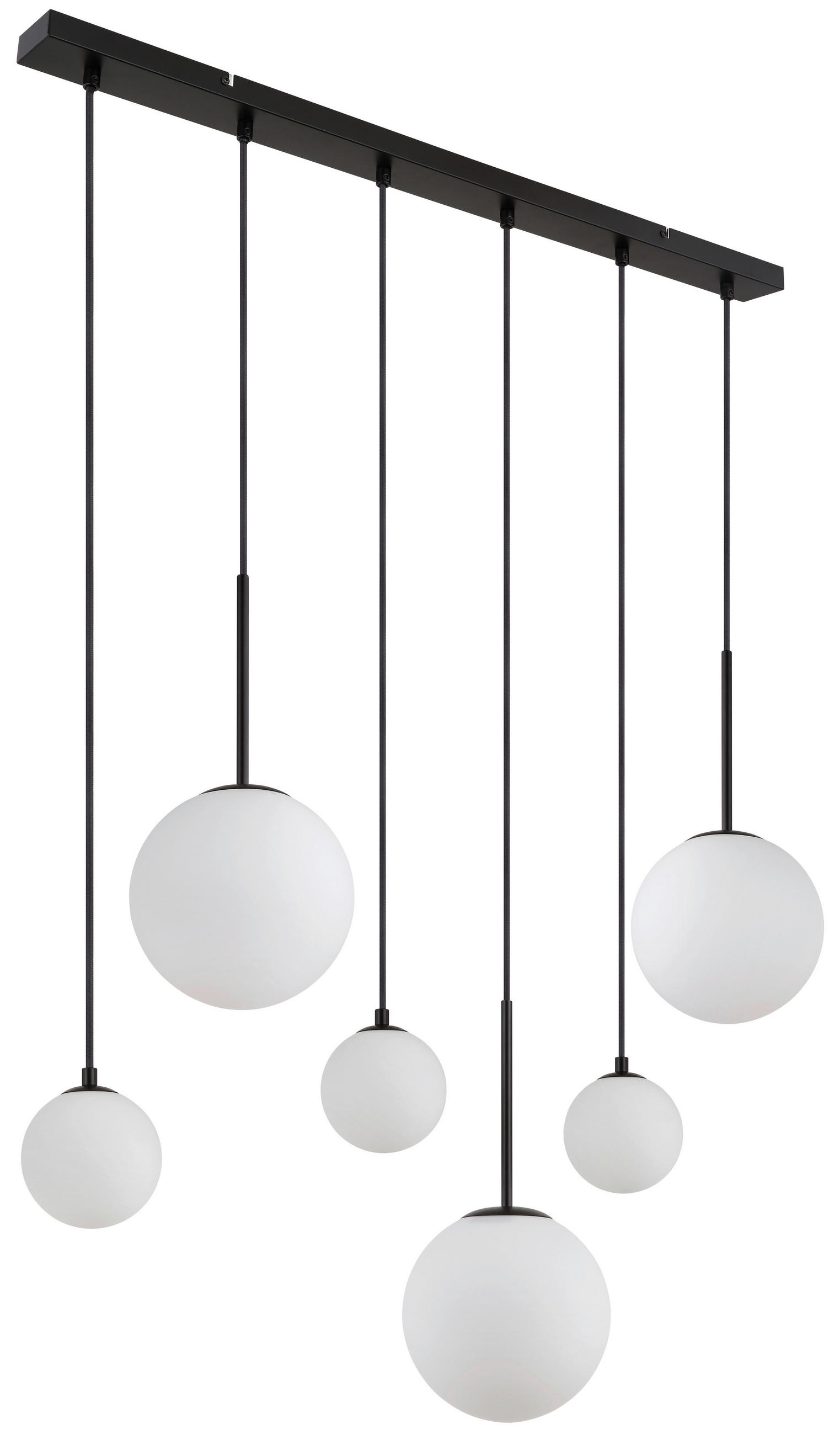 HÄNGELEUCHTE 91/20/117 cm   - Schwarz, KONVENTIONELL, Glas/Metall (91/20/117cm) - Globo