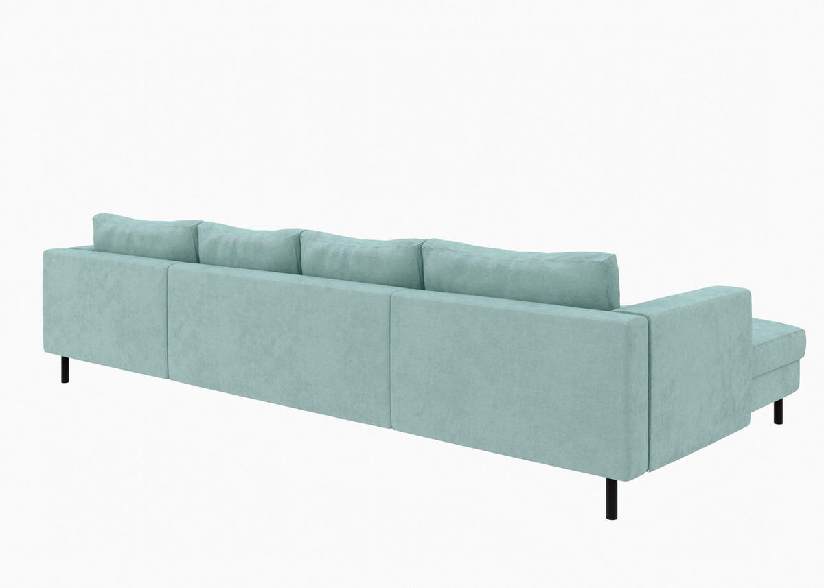 WOHNLANDSCHAFT Mintgrün Struktur  - Schwarz/Mintgrün, MODERN, Textil/Metall (161/306/161cm) - Trendmanufaktur