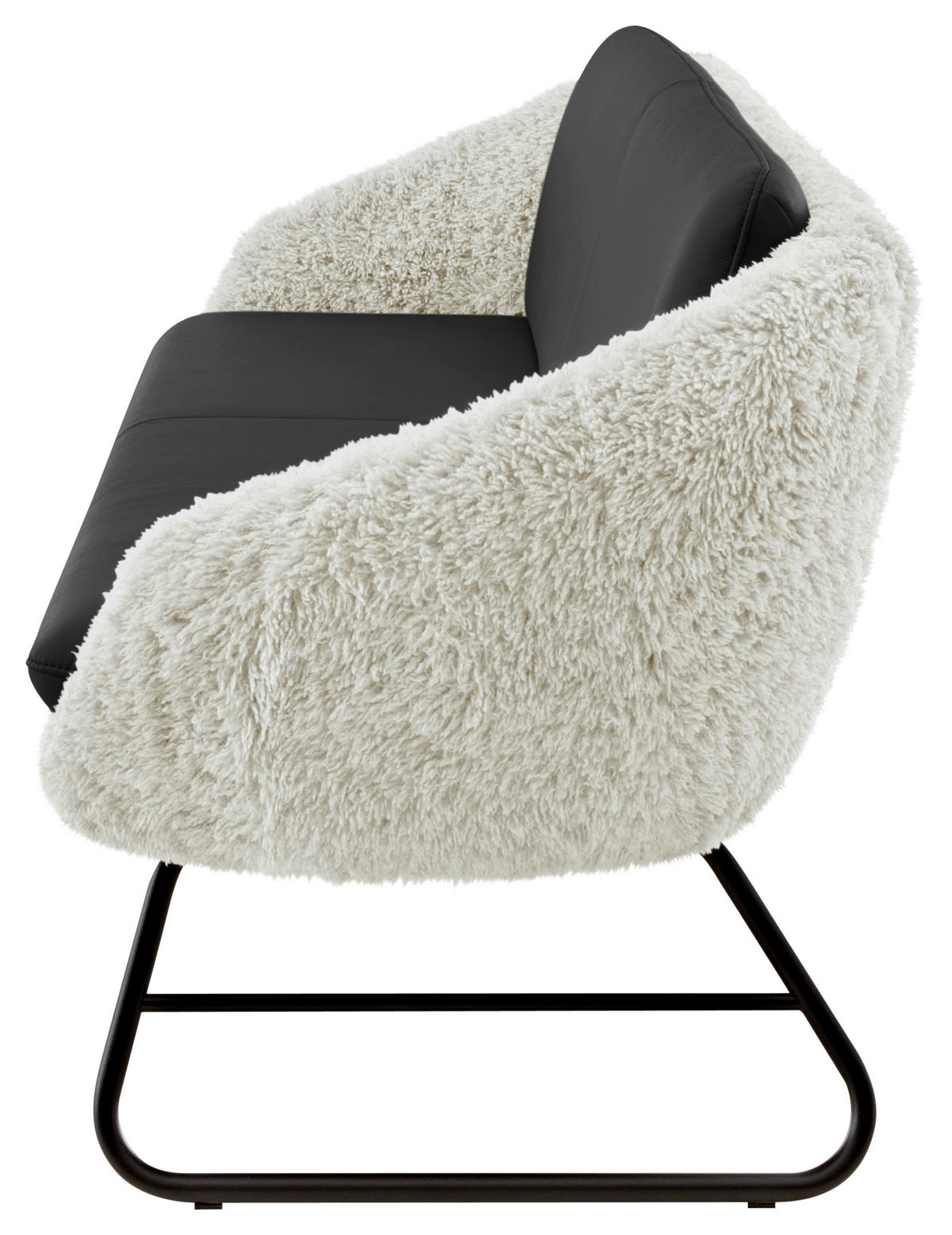 SITZBANK 219/87/78 cm  in Beige, Schwarzbraun  - Schwarzbraun/Beige, Design, Leder/Textil (219/87/78cm) - Koinor