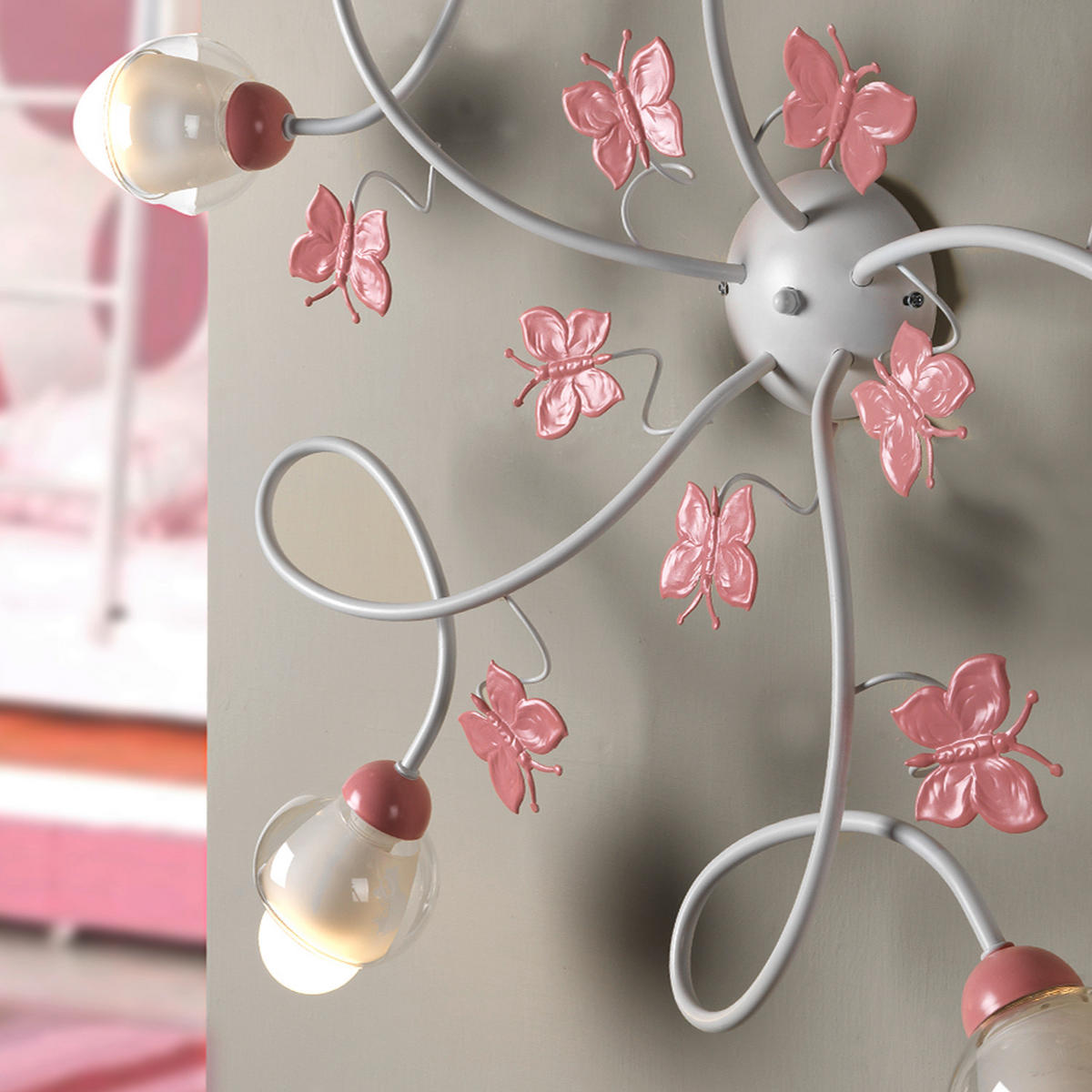 STROPNÉ SVIETIDLO DO DET. IZB, 80/20 cm  - pink/biela, Basics, kov/sklo (80/20cm)