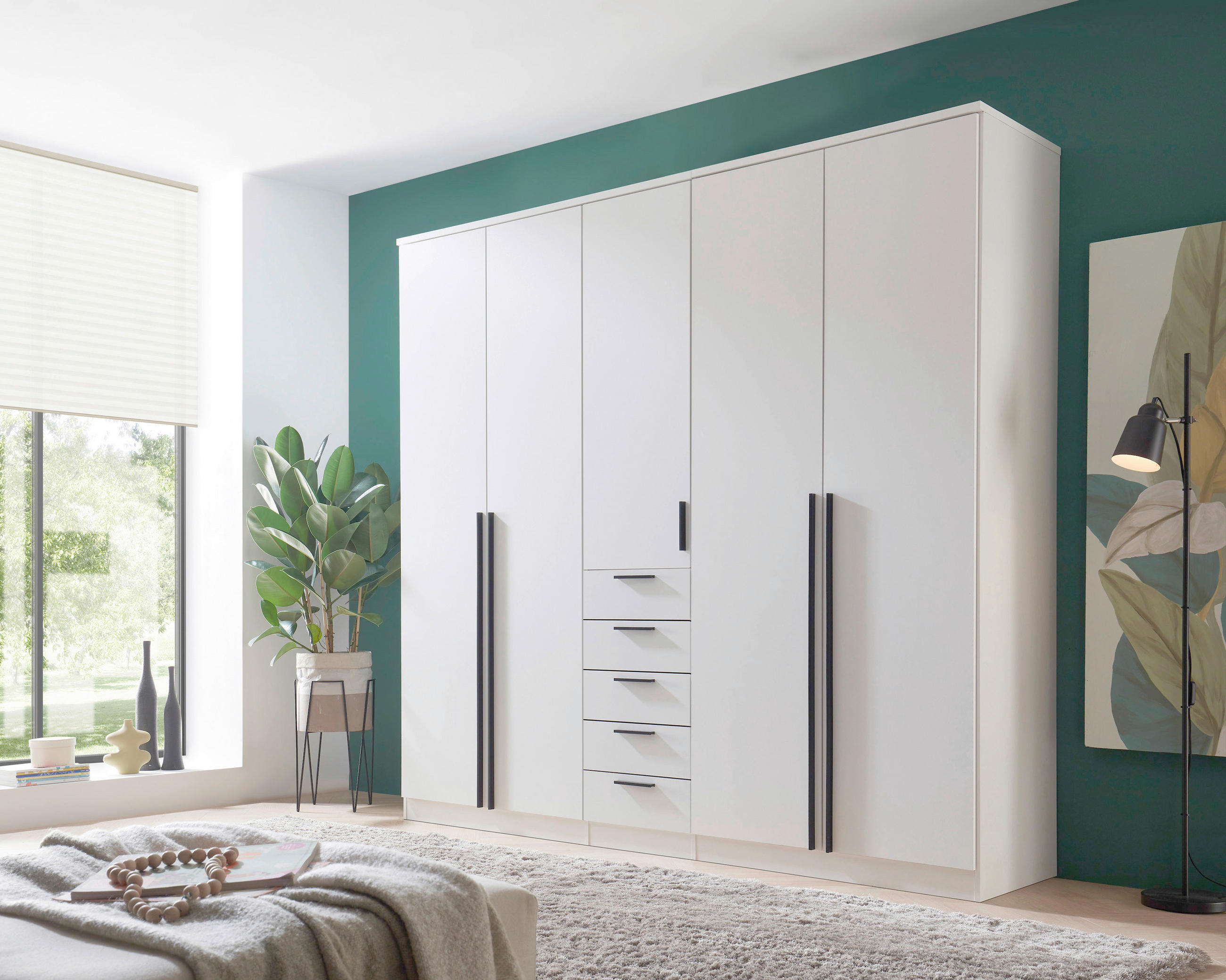 KLEIDERSCHRANK  in Weiß  - Schwarz/Weiß, MODERN, Holzwerkstoff/Kunststoff (225/210/52cm) - Carryhome