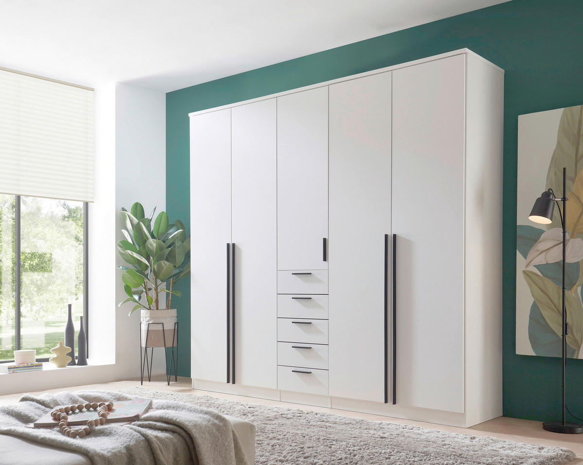 KLEIDERSCHRANK  in Weiß  - Schwarz/Weiß, MODERN, Holzwerkstoff/Kunststoff (225/210/52cm) - Carryhome