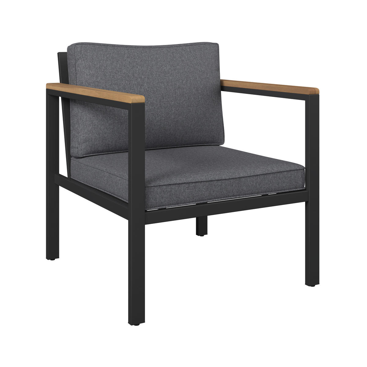 KERTI BÚTORSZETT 4 részes  - akáciaszínű/fekete, Konventionell, textil/fa (90/50/40cm) - Ambia Garden