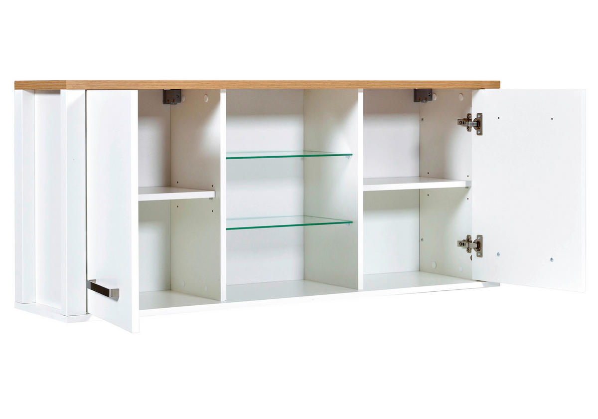 KÜCHENLEERBLOCK   in Weiß, Eiche Artisan  - Silberfarben/Weiß, MODERN, Glas/Holzwerkstoff (430/167/60cm) - home24