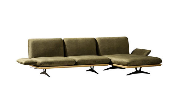 SCHLAFSOFA in Holz, Textil Grün, Eichefarben  - Eichefarben/Beige, Design, Holz/Textil (204/92/90cm) - Dieter Knoll