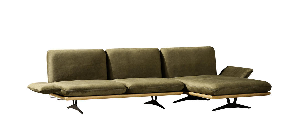 SCHLAFSOFA Grün, Eichefarben  - Eichefarben/Beige, Design, Holz/Textil (204/92/90cm) - Dieter Knoll