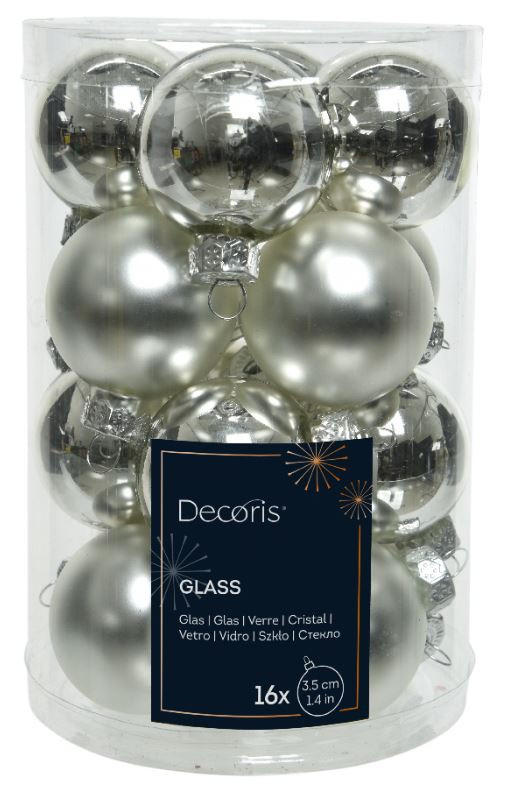 CHRISTBAUMKUGEL-SET 3,5 cm 16-teilig  - Silberfarben, LIFESTYLE, Glas (3,5cm)
