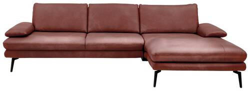 ECKSOFA in Echtleder Dunkelrot  - Schwarz/Dunkelrot, Design, Leder/Metall (310/180cm) - Dieter Knoll