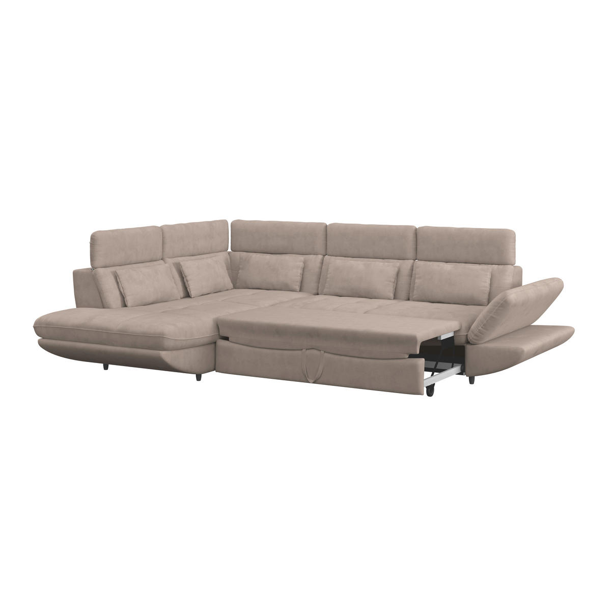 WOHNLANDSCHAFT in Mikrofaser Beige  - Beige/Schwarz, Modern, Kunststoff/Textil (311/233cm) - MID.YOU