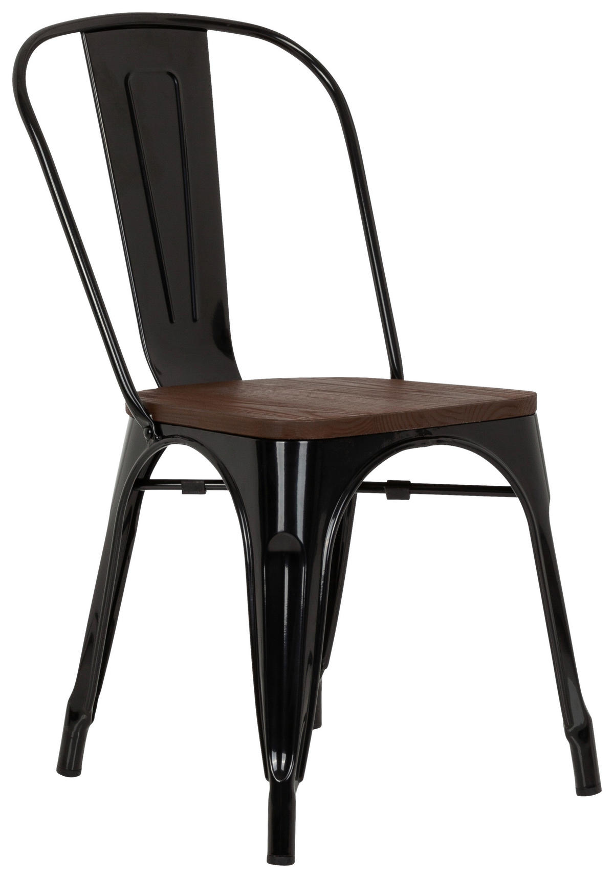 STUHL  stapelbar   Schwarz, Dunkelbraun  - Dunkelbraun/Schwarz, Basics, Holz/Metall (44/84/54cm) - MID.YOU